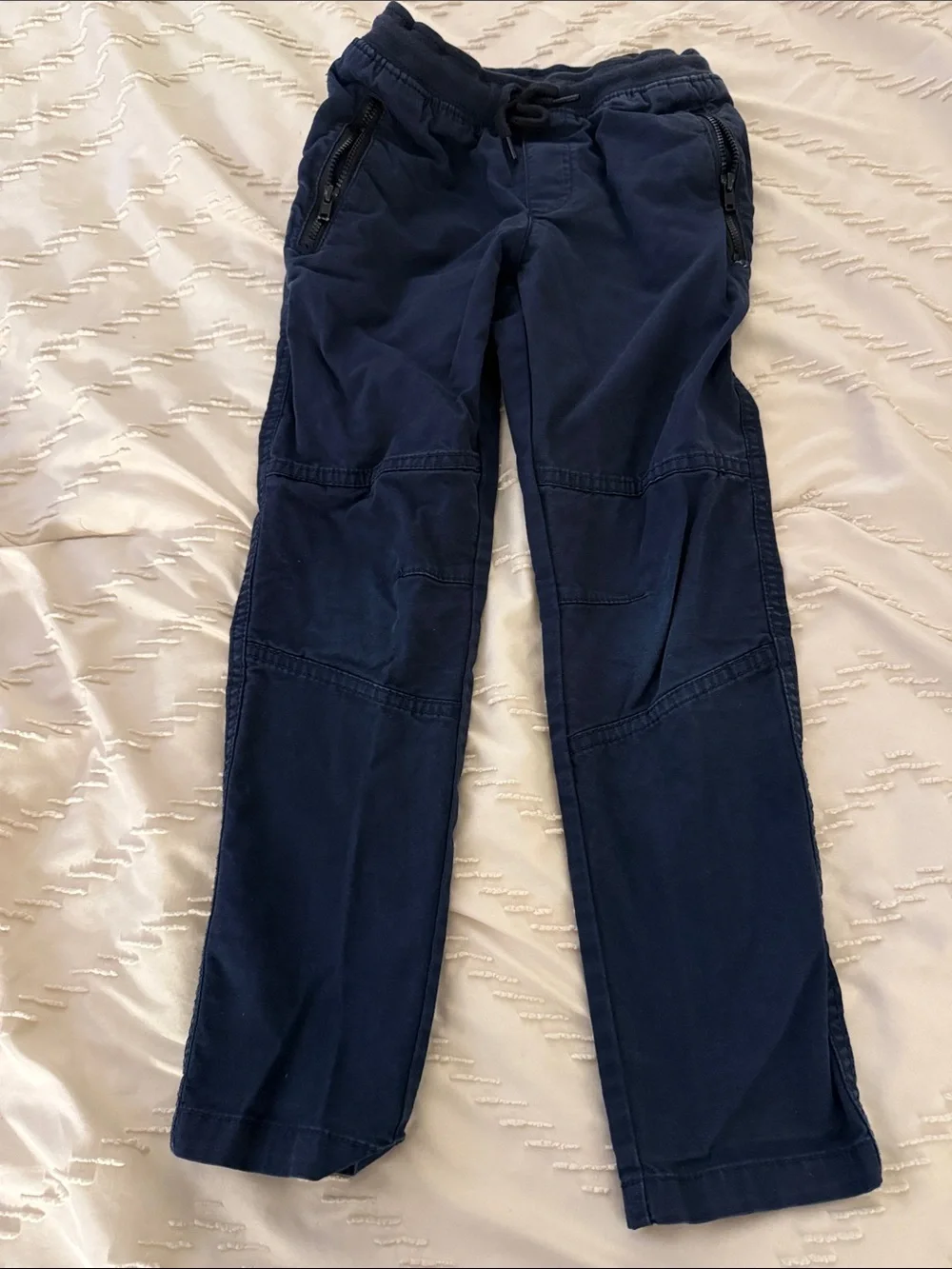 Navy Draw String Pants with Zipper Pockets
